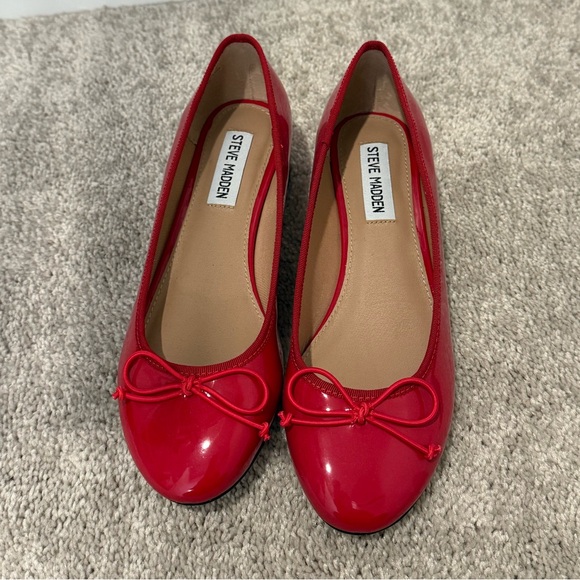 Steve Madden Shoes - Steve Madden Cherish Red Patent Bow Heeled Ballet Flats